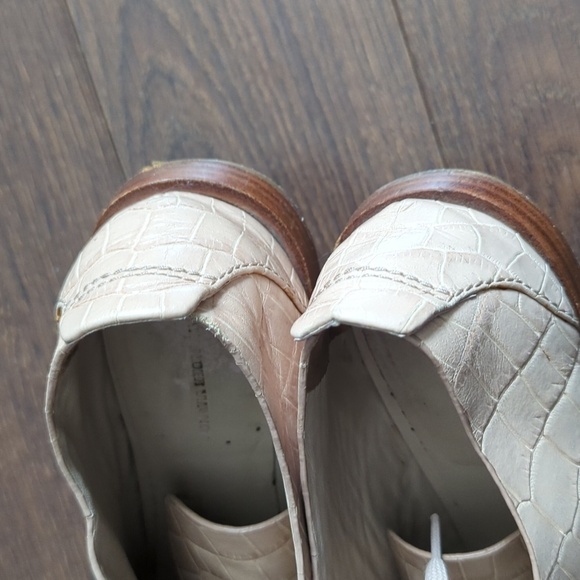 Alexander Wang Beige Croc Embossed Leather Ingrid Lace Up Oxfords - Picture 11 of 11